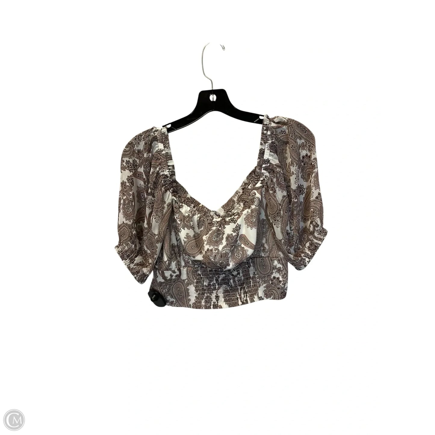 Top Short Sleeve By Express In Tan, Size: S