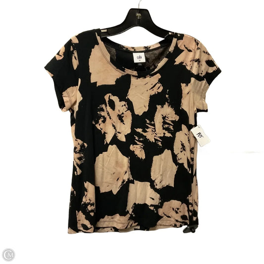 Top Short Sleeve By Cabi In Black & Tan, Size: Xs