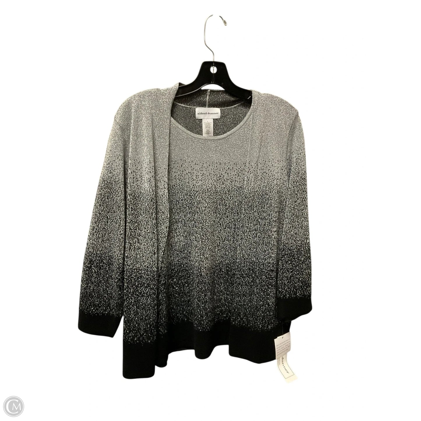 Top Long Sleeve By Alfred Dunner In Black & Grey, Size: L