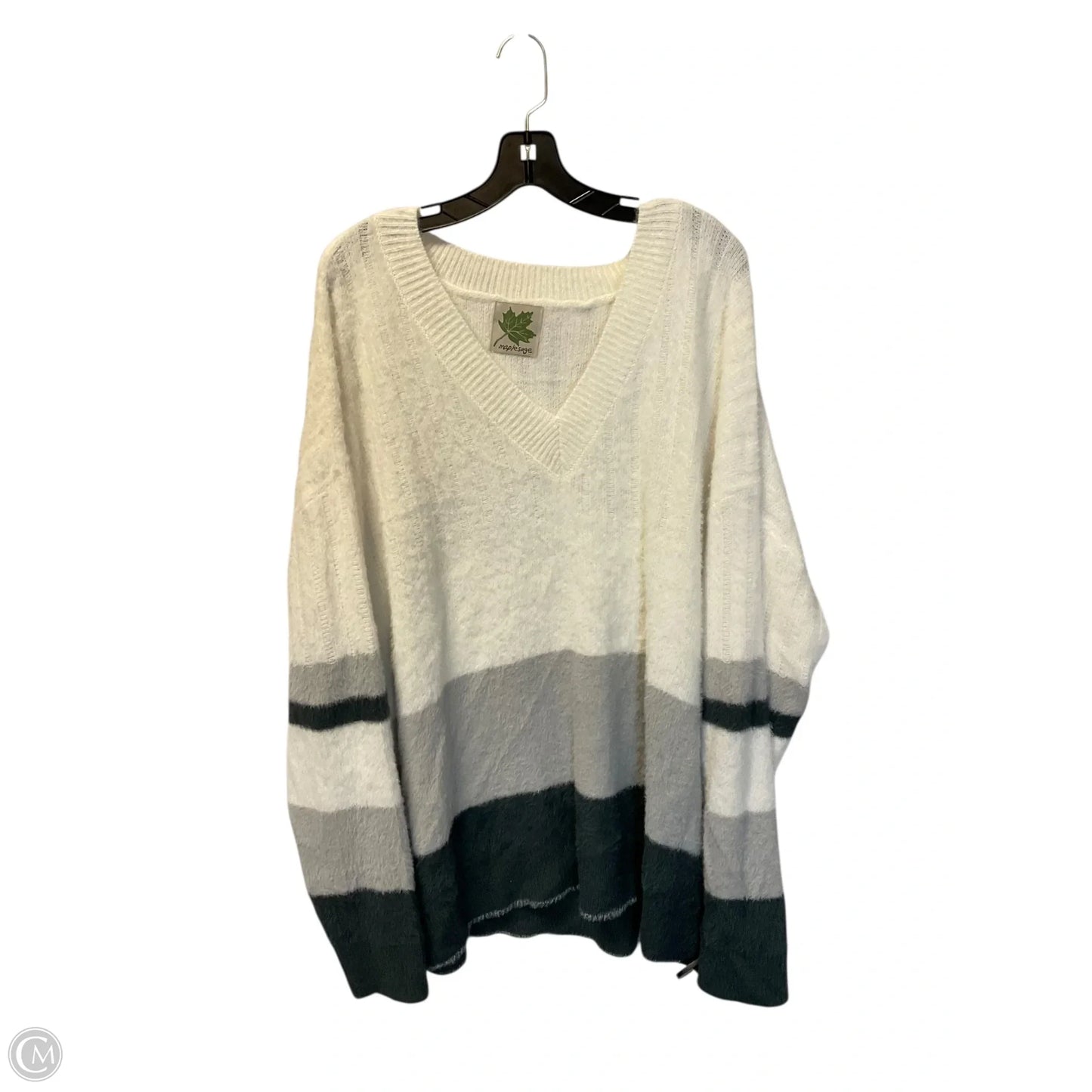 Sweater By Cmc In Grey & White, Size: 2x