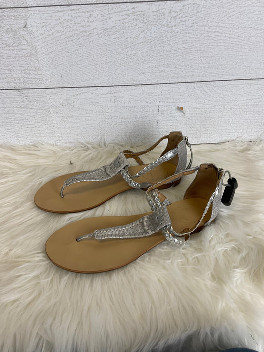 Silver & Tan Sandals Designer Jack Rogers, Size 9.5