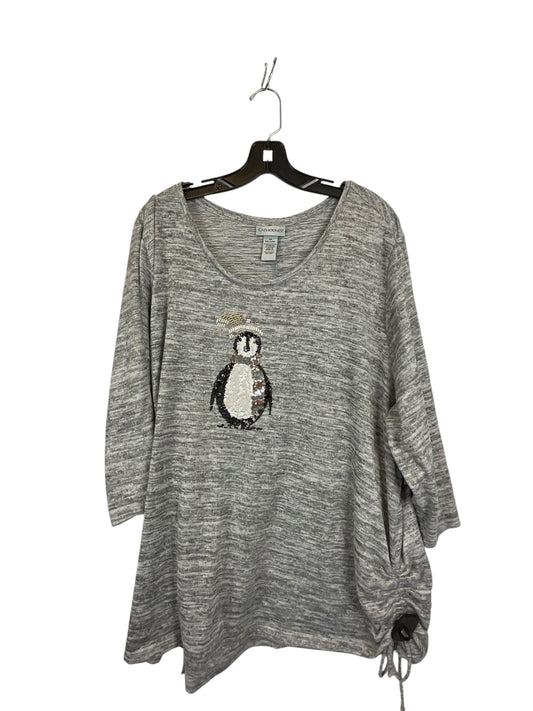 Top Long Sleeve By Catherines In Grey, Size: 2x