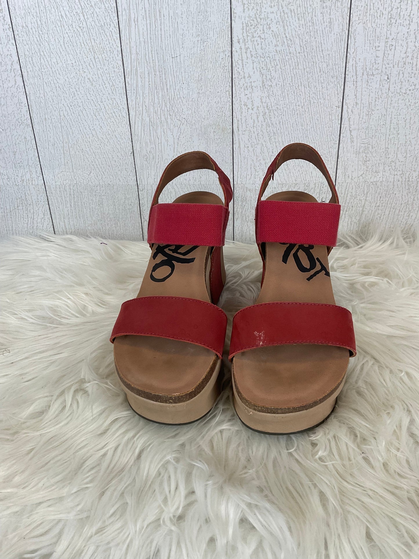 Sandals Heels Wedge By Otbt In Red, Size: 9