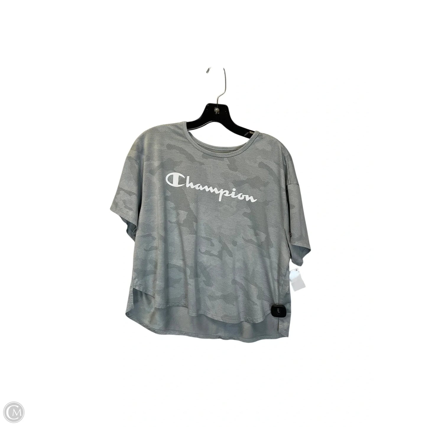 Athletic Top Short Sleeve By Champion In Grey, Size: L