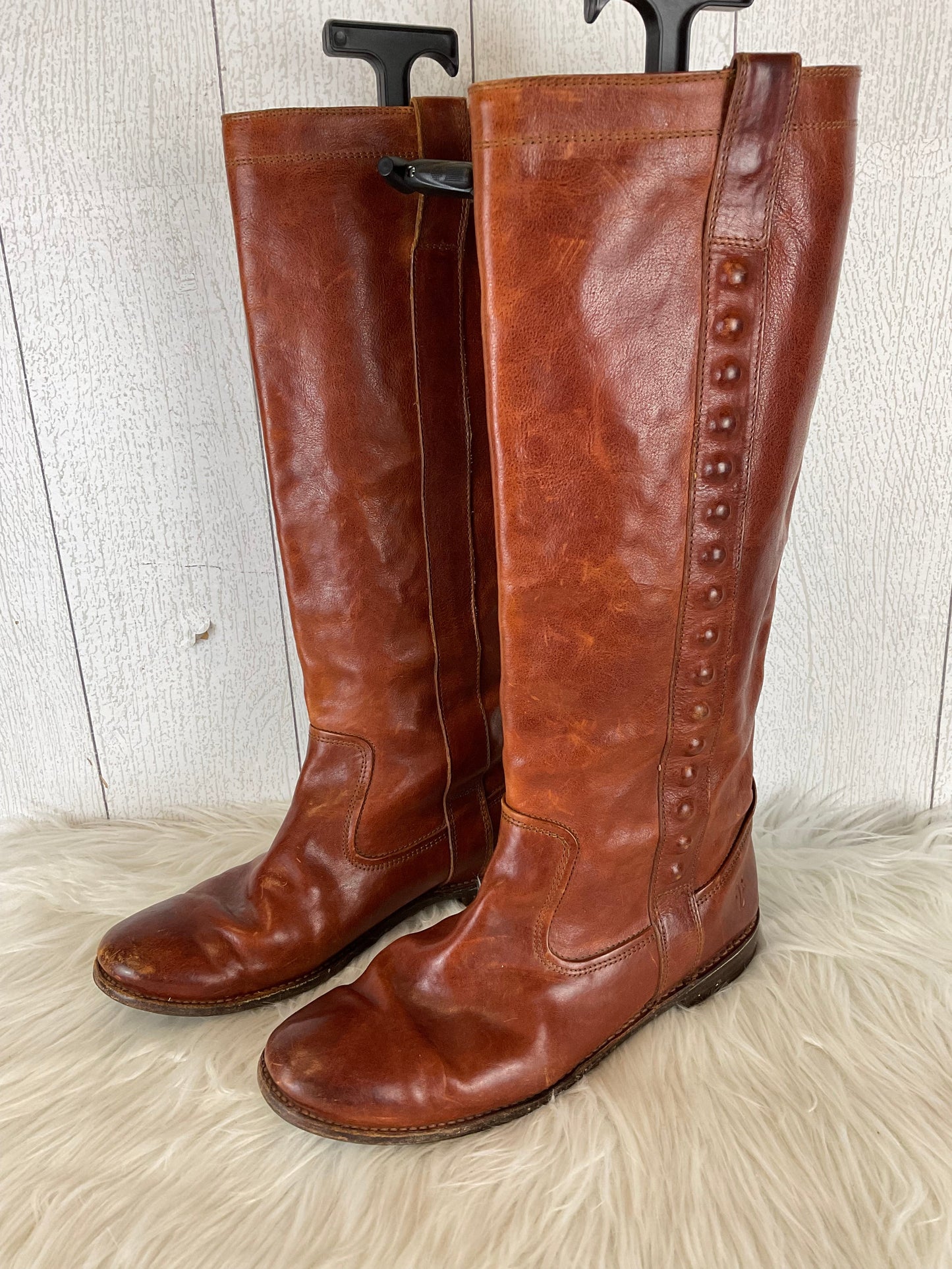 Boots Mid-calf Flats By Frye In Brown, Size: 8.5