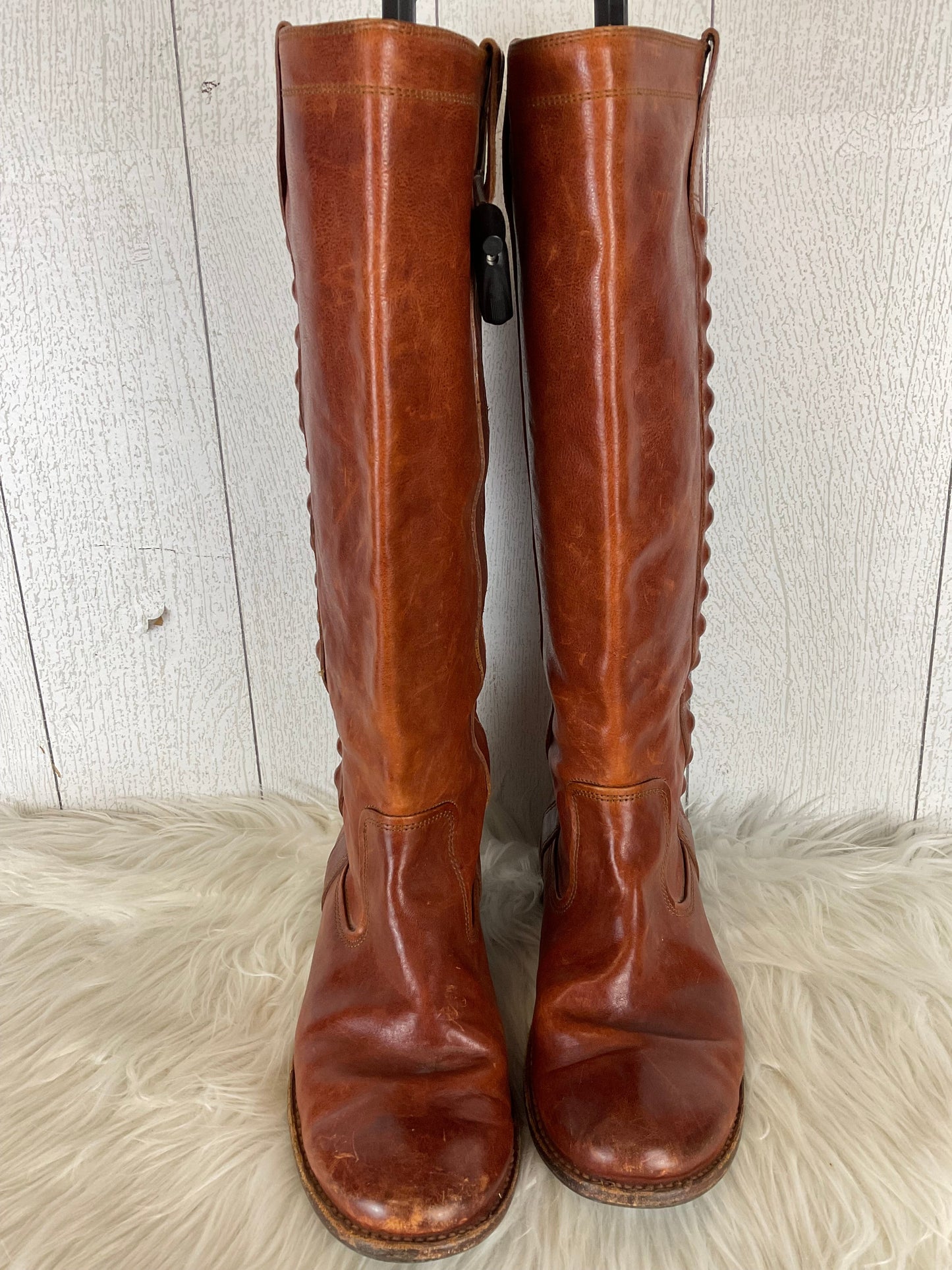 Boots Mid-calf Flats By Frye In Brown, Size: 8.5