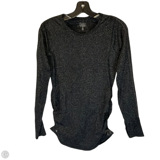 Athletic Top Long Sleeve Collar By Athleta In Black, Size: S