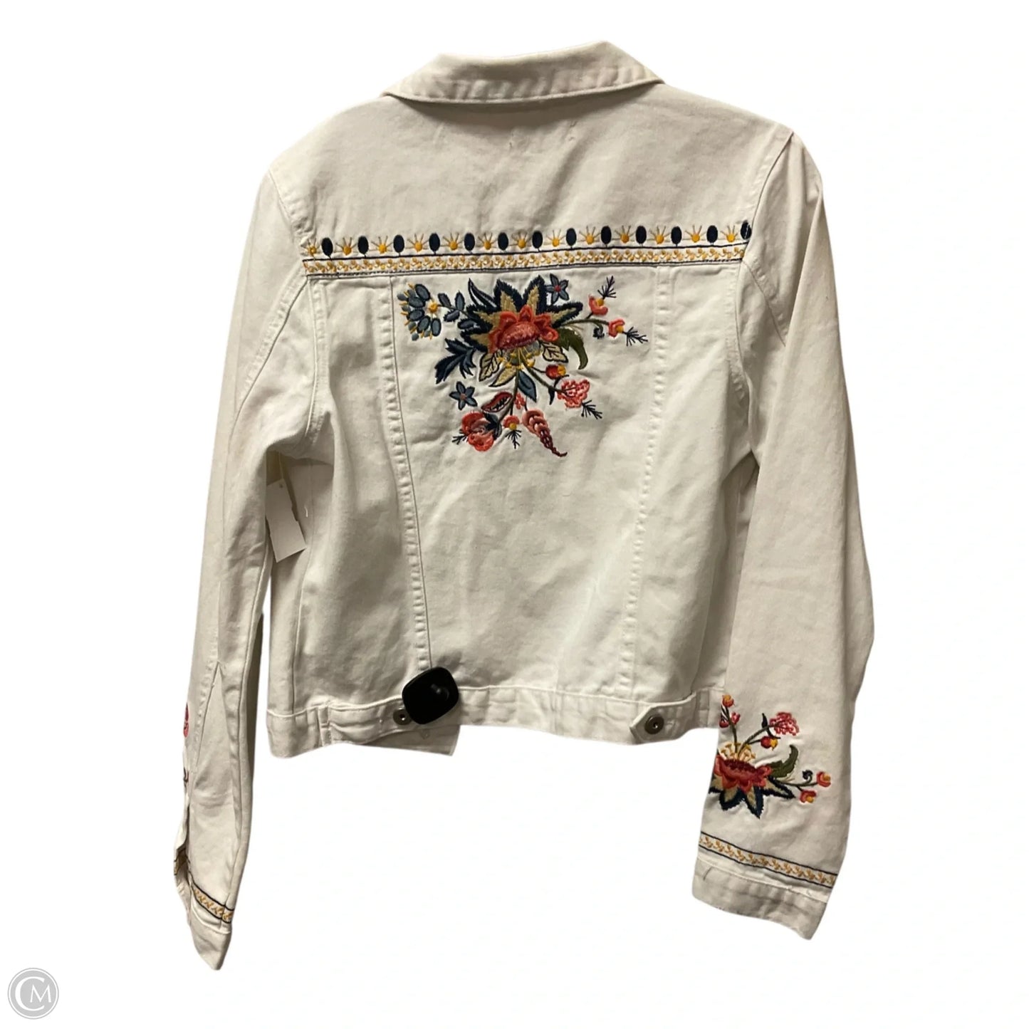 Jacket Denim By Paparazzi In White Denim, Size: L