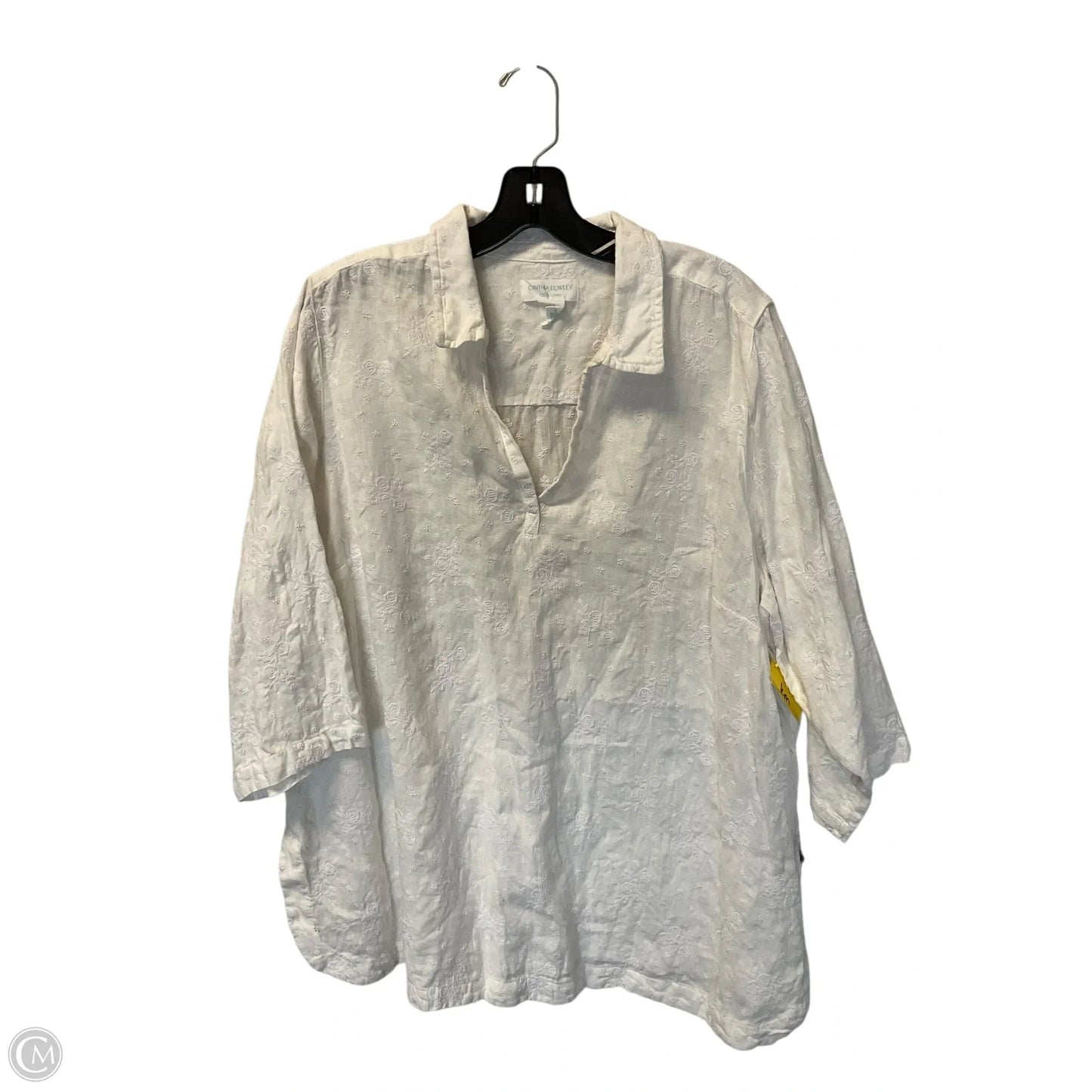 Top Long Sleeve By Cynthia Rowley In White, Size: 1x