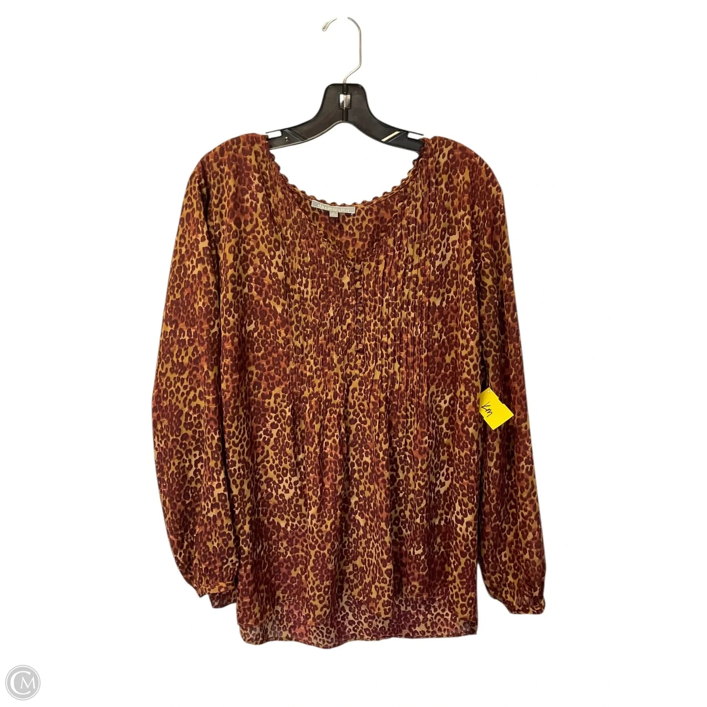 Top Long Sleeve By Daniel Rainn In Animal Print, Size: 3x