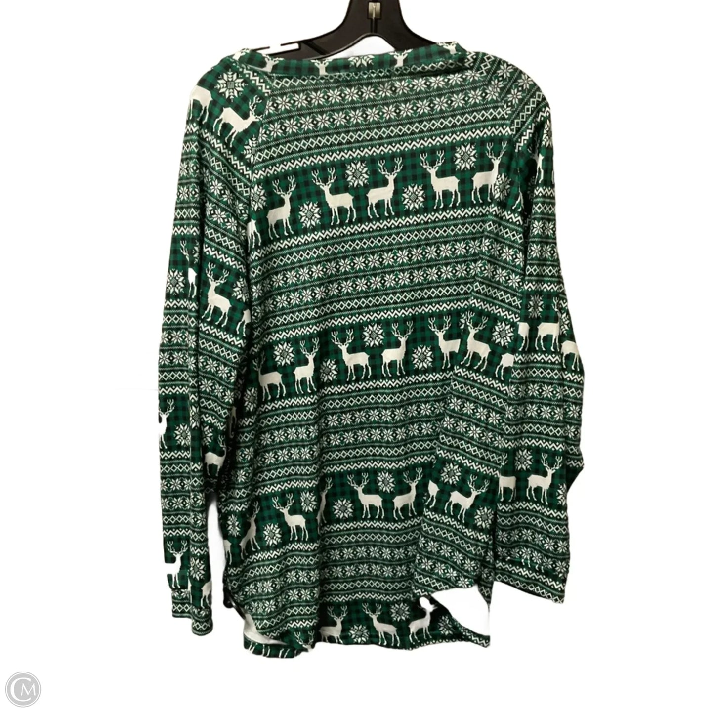 Top Long Sleeve Basic By Chicsoul In Green & White, Size: 1x