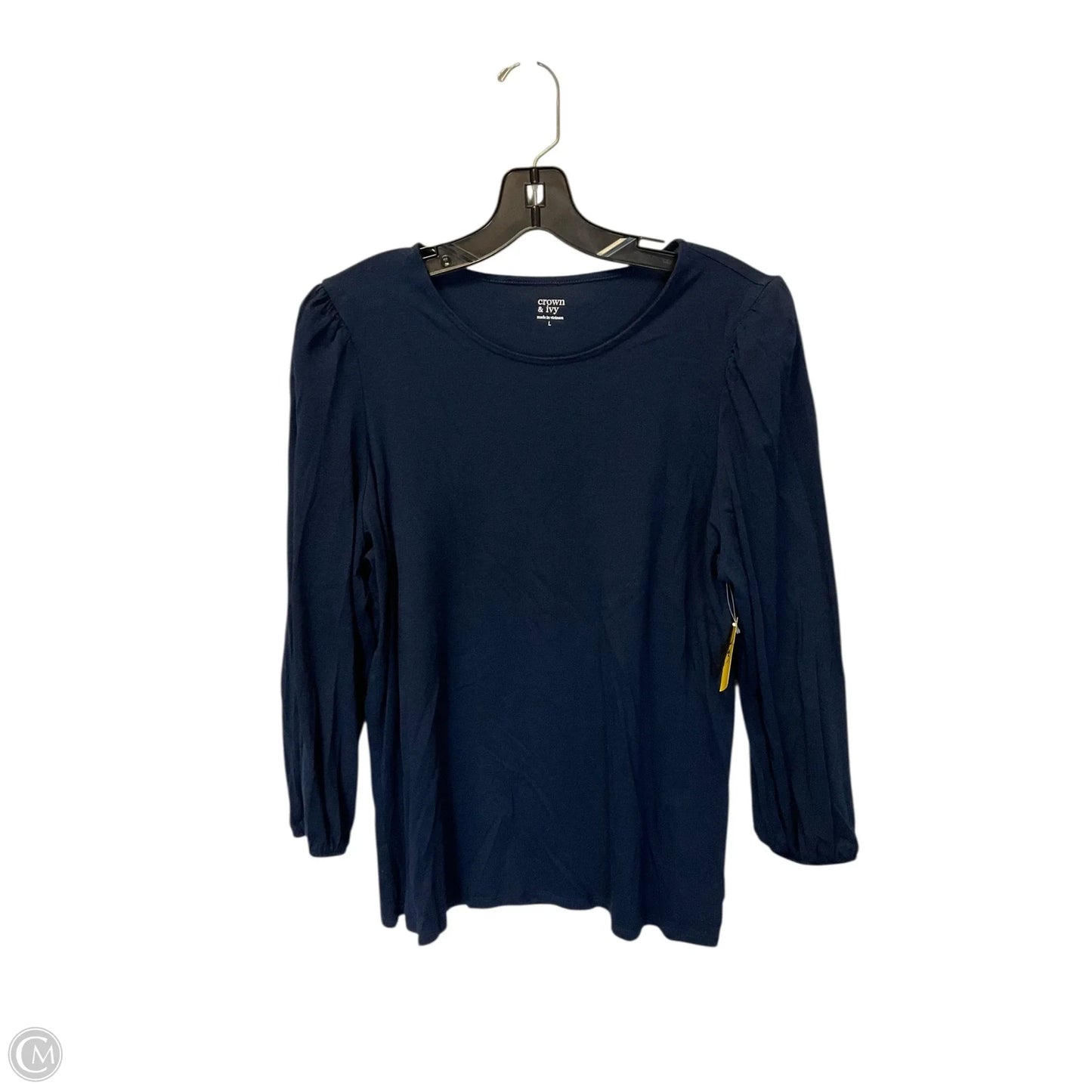 Top Long Sleeve By Crown And Ivy In Navy, Size: L