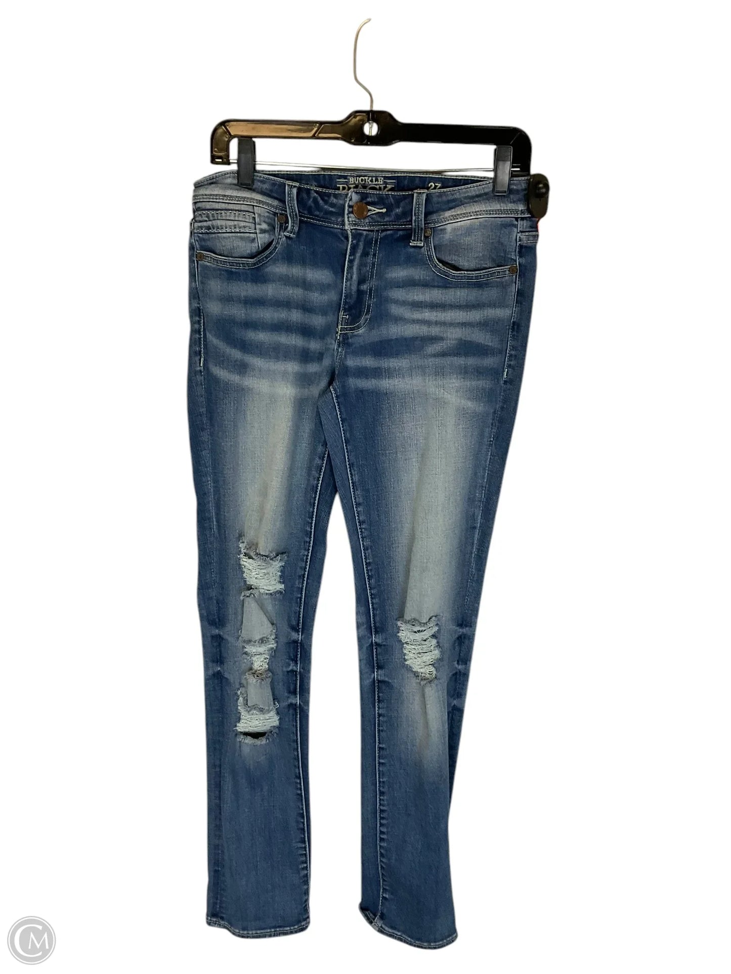Jeans Straight By Buckle Black In Blue Denim, Size: 4