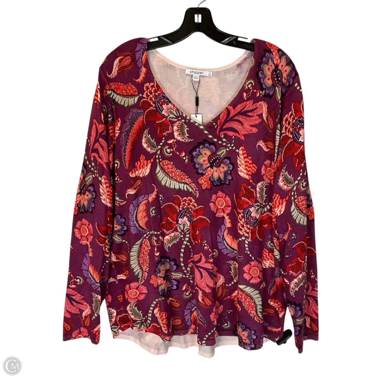 Top Long Sleeve By Chicos In Purple, Size: XXL