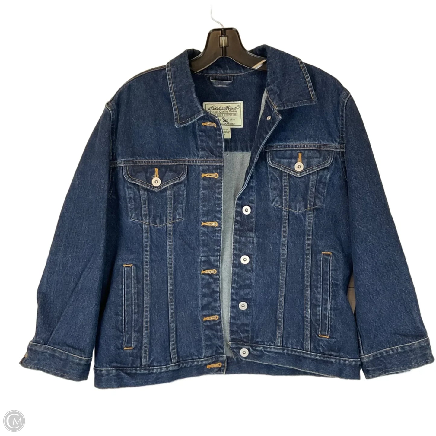 Jacket Denim By Eddie Bauer In Blue Denim, Size: M
