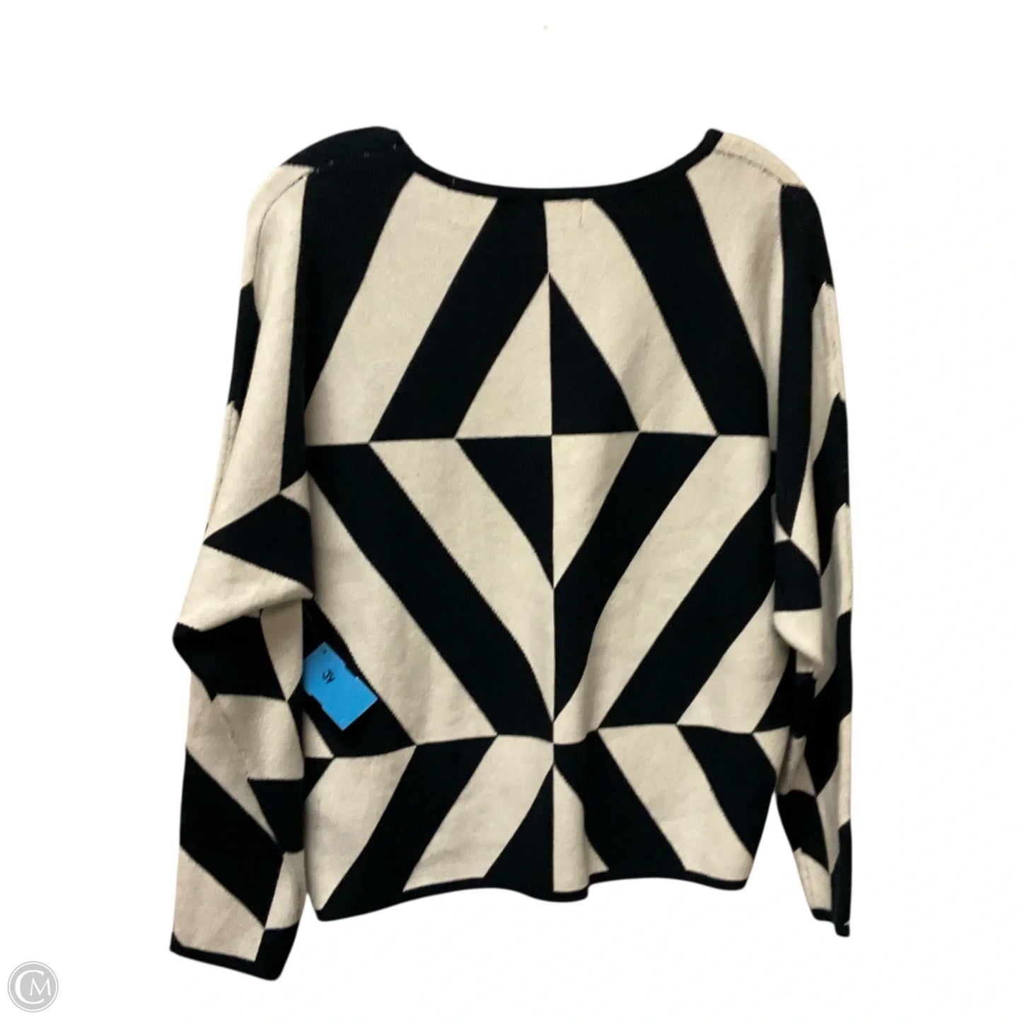 Top Long Sleeve By Tahari In Blue & White, Size: M