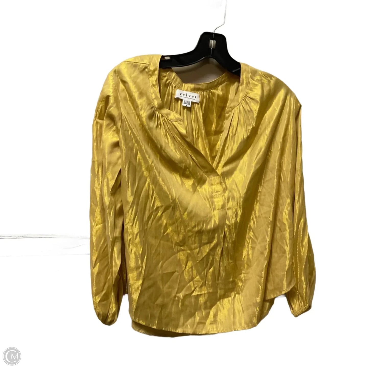 Top Long Sleeve By Velvet In Yellow, Size: S