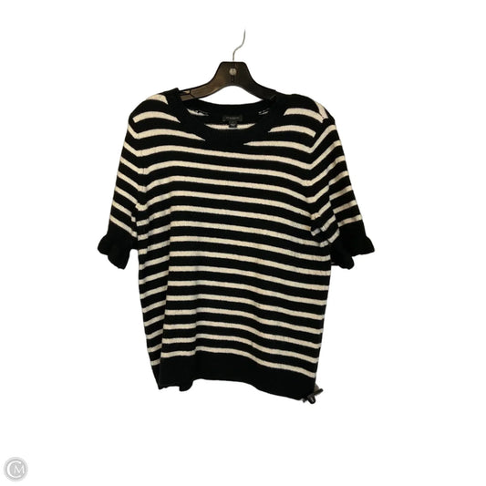 Sweater Short Sleeve By Ann Taylor In Black & Cream, Size: L
