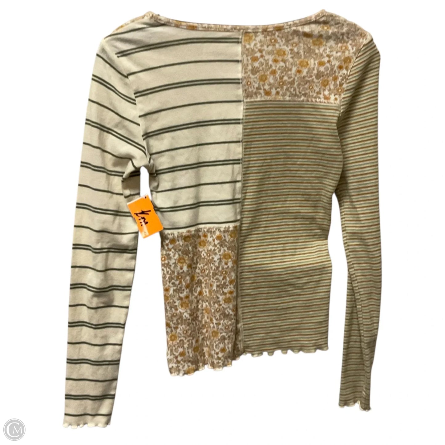 Top Long Sleeve By American Eagle In Green & Yellow, Size: S