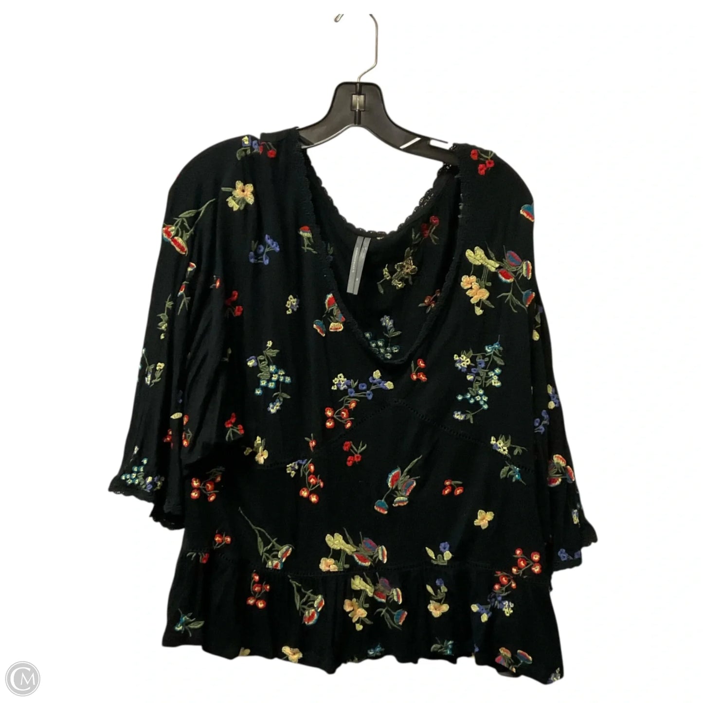 Top 3/4 Sleeve By Anthropologie In Black, Size: Xl