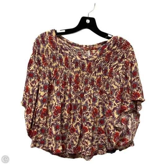 Top Short Sleeve By Free People In Floral Print, Size: L