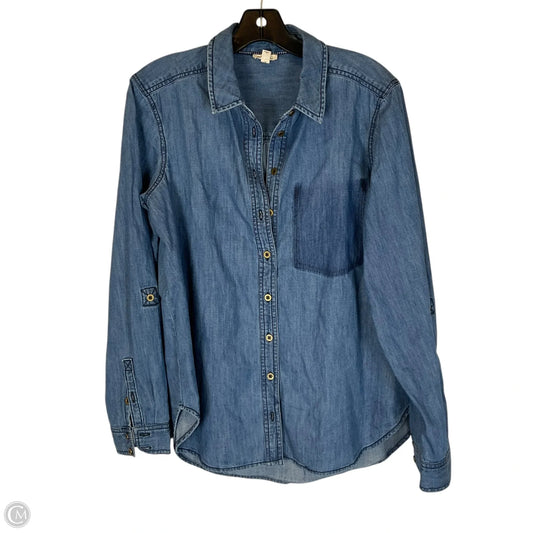 Top Long Sleeve By Pilcro In Blue Denim, Size: M