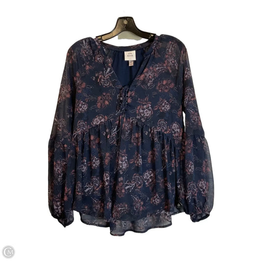 Top Long Sleeve By Knox Rose In Blue, Size: S