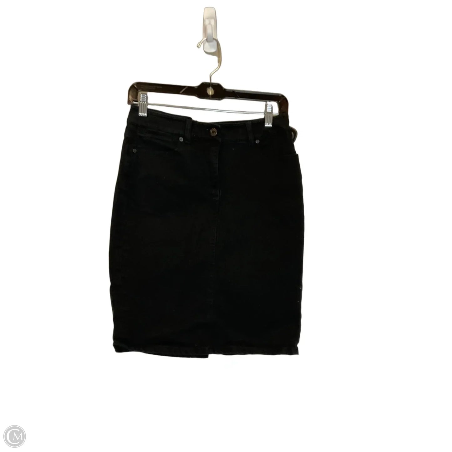 Skirt Midi By Talbots In Black Denim, Size: 4