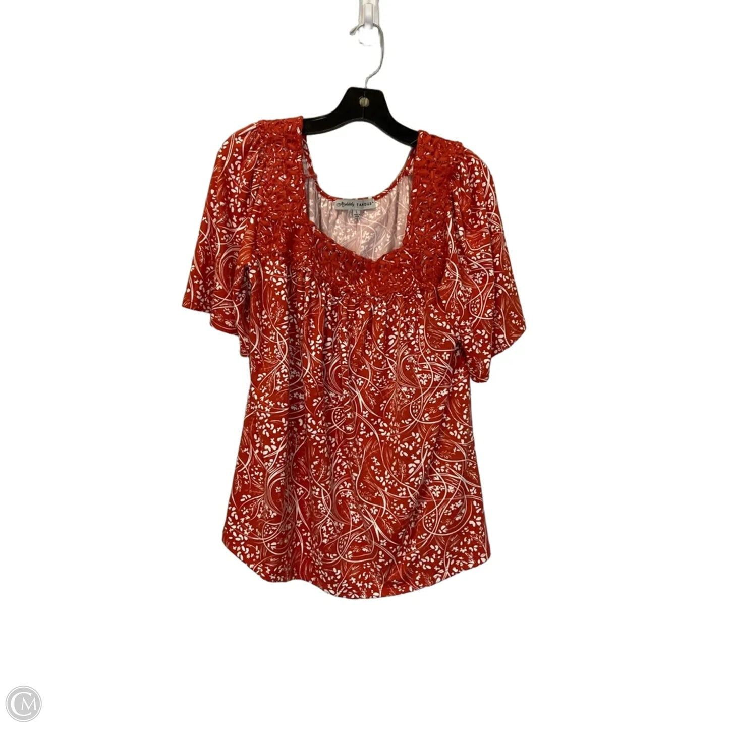 Top Short Sleeve By Absolutely Famous In Orange, Size: L