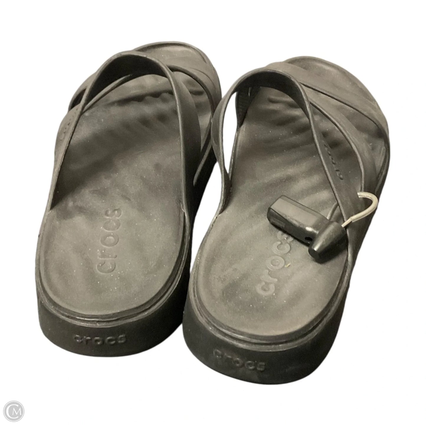 Sandals Flats By Crocs In Black, Size: 9