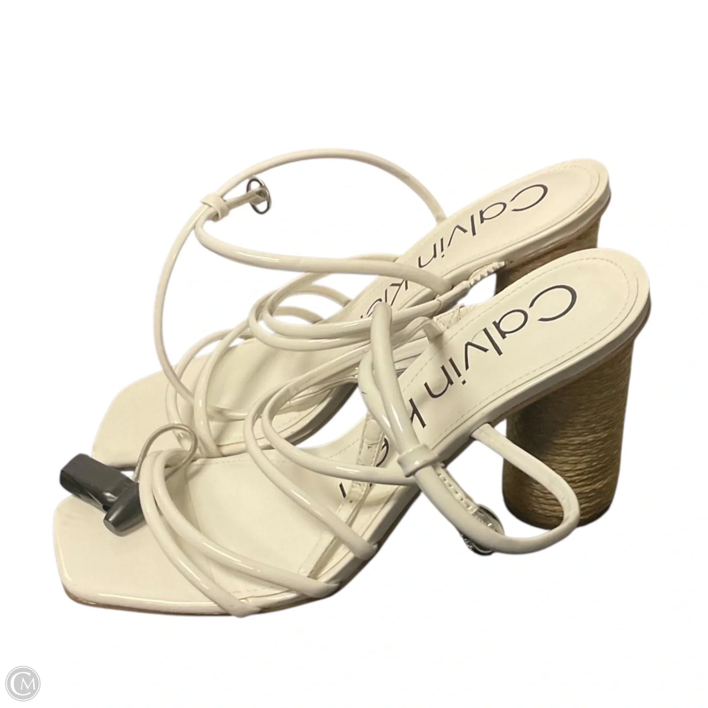 Sandals Heels Block By Calvin Klein In White, Size: 9.5