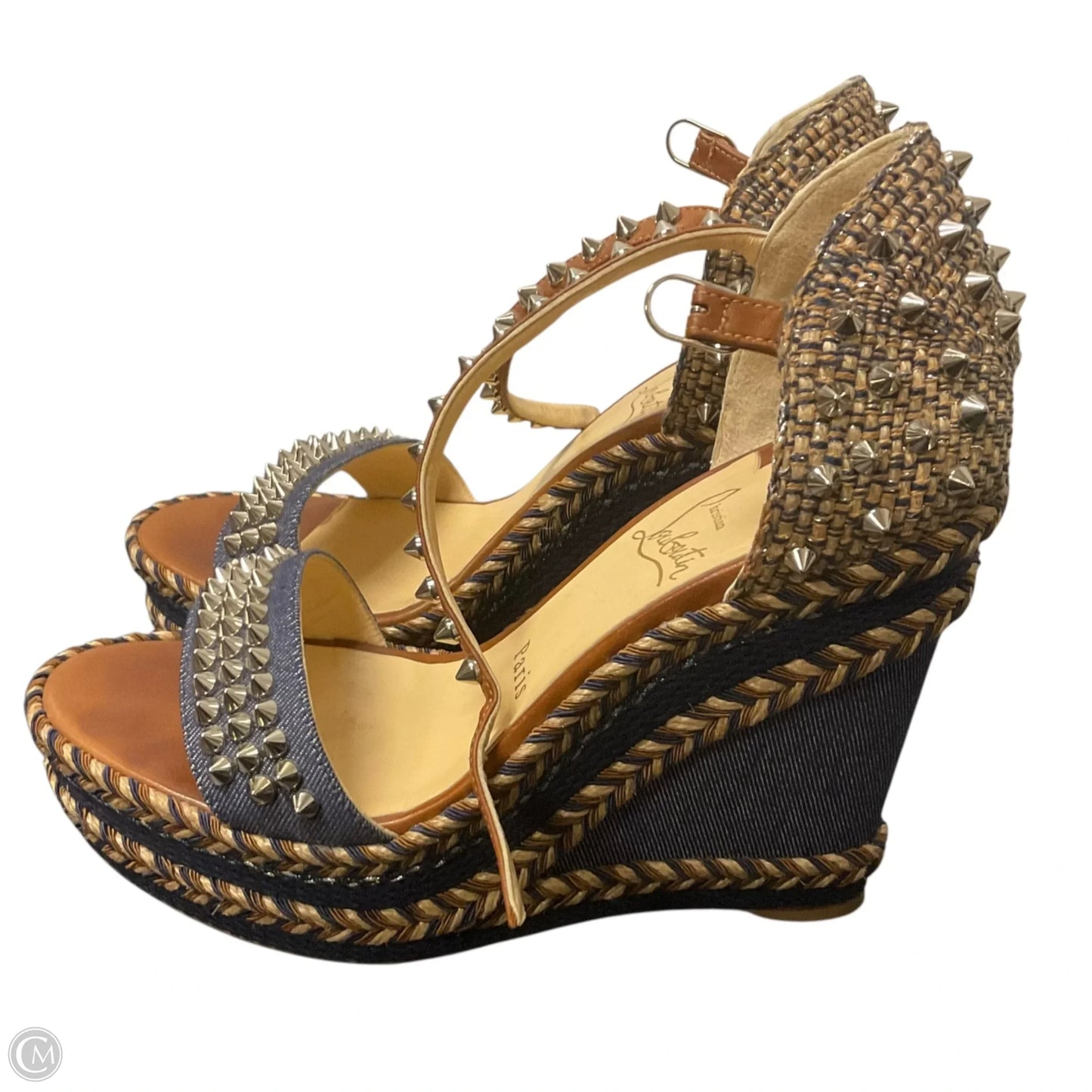 Sandals Heels Wedge By Cma In Blue, Size: 7.5