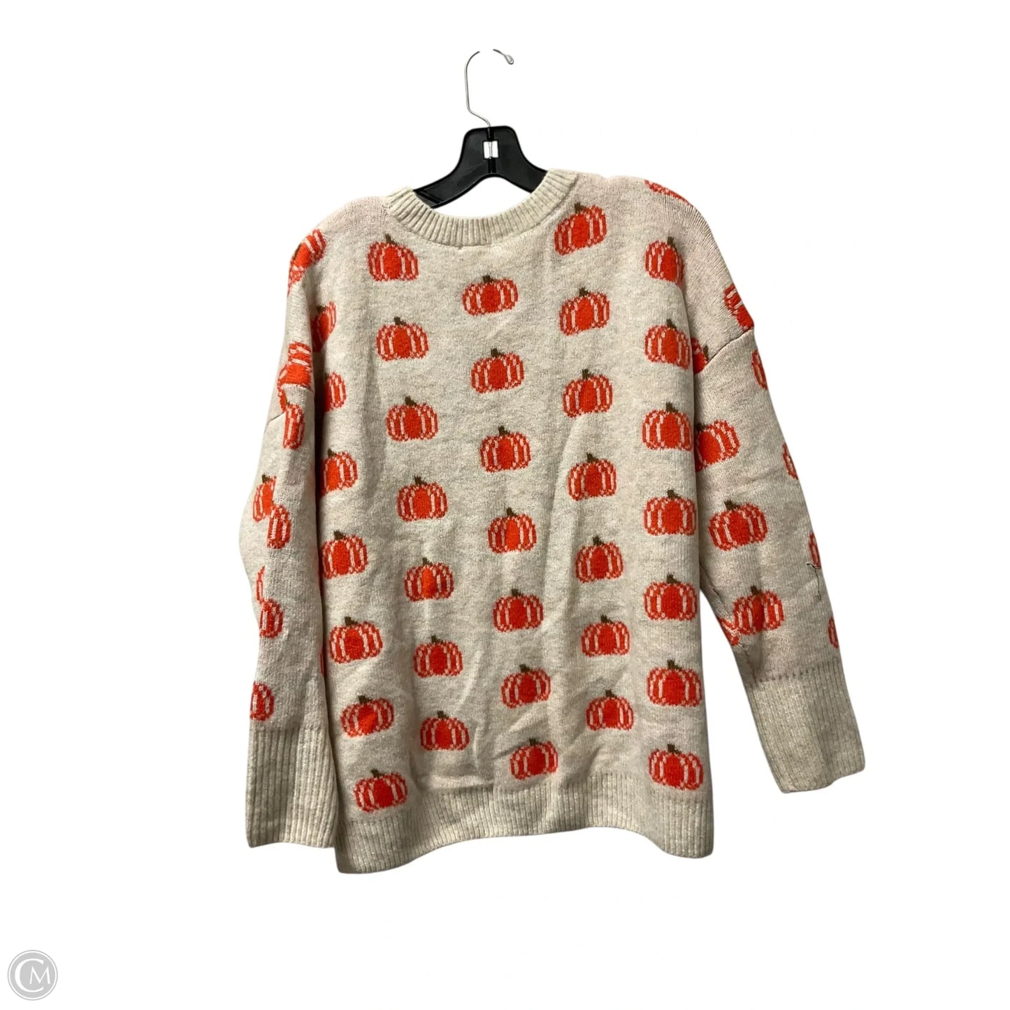 Sweater By Vince Camuto In Cream & Orange, Size: M