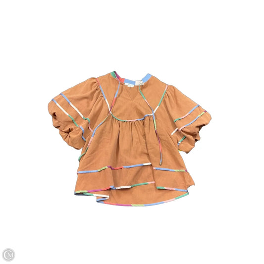 Top Short Sleeve By Entro In Tan, Size: L
