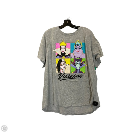 Top Short Sleeve By Disney In Grey, Size: 2x