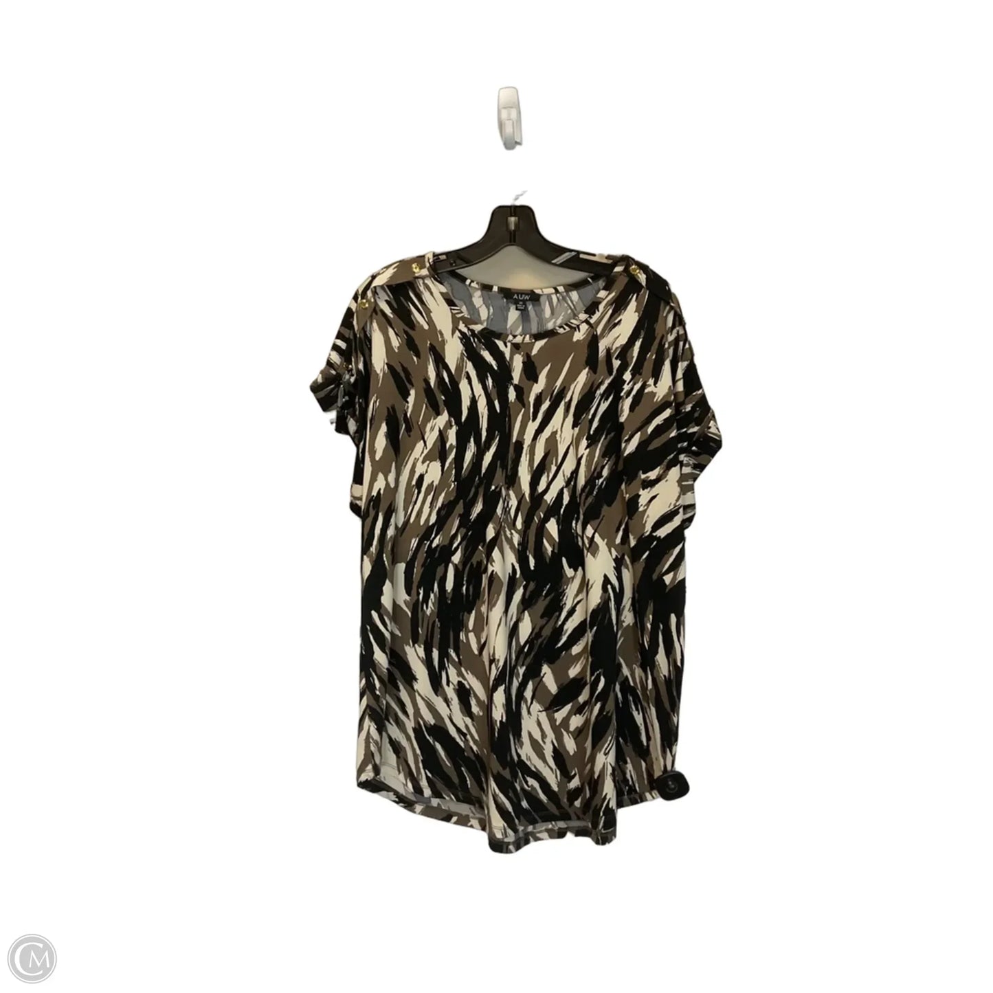 Top Short Sleeve By Auw In Brown, Size: 2x