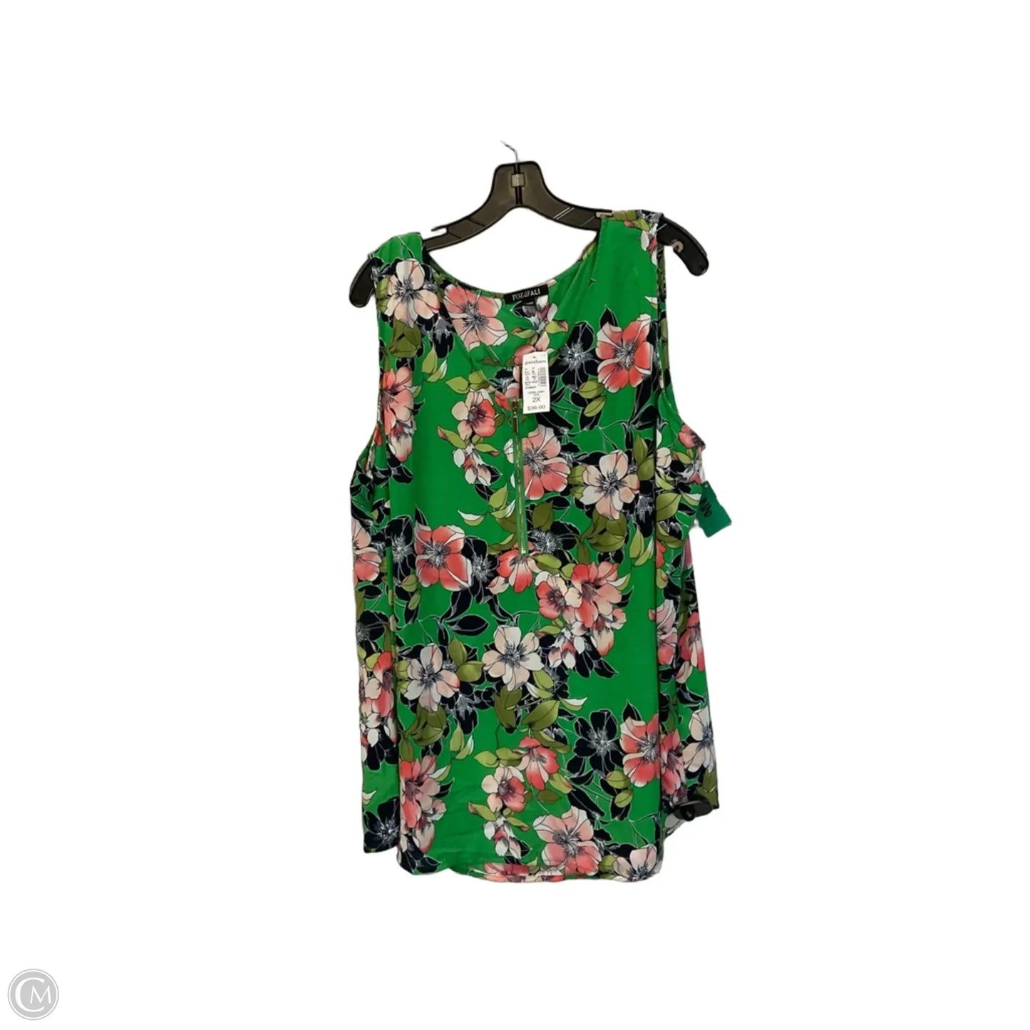 Top Sleeveless By Roz And Ali In Green, Size: 2x