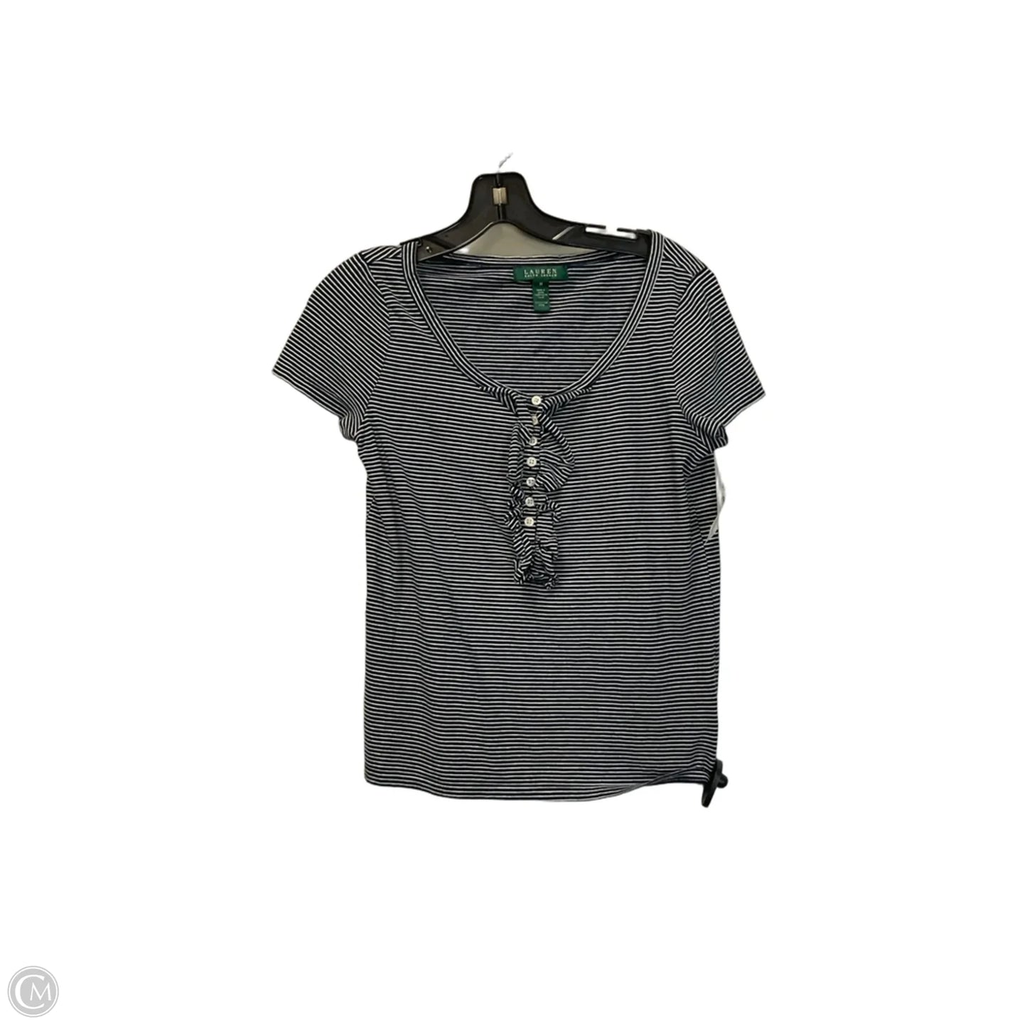 Top Short Sleeve By Lauren By Ralph Lauren In Striped Pattern, Size: M