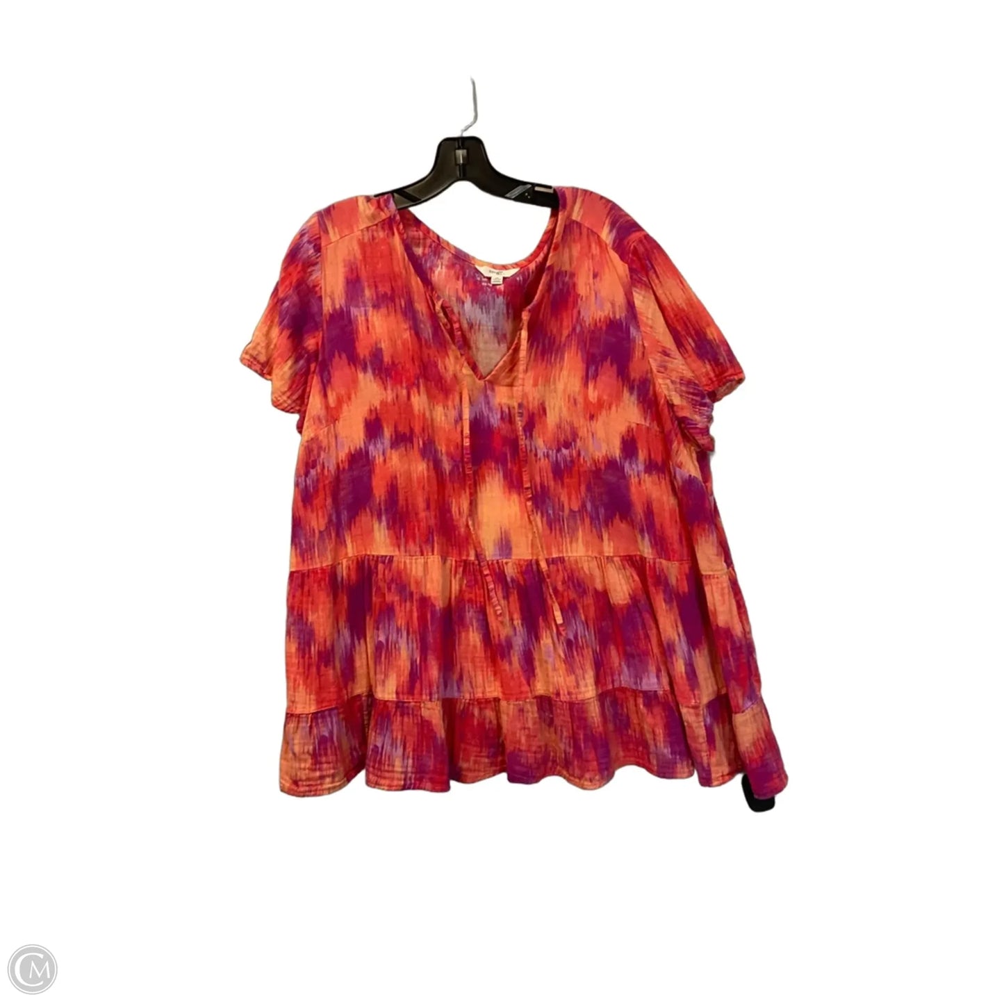 Top Short Sleeve By Terra & Sky In Orange & Purple, Size: 2x
