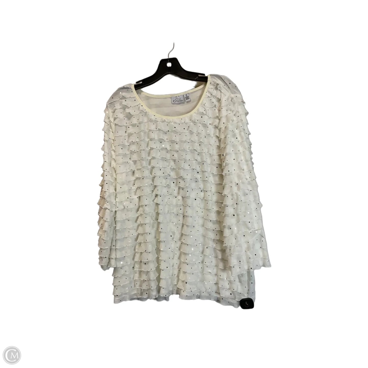 Top Long Sleeve By Kim Rogers In Cream, Size: 2x