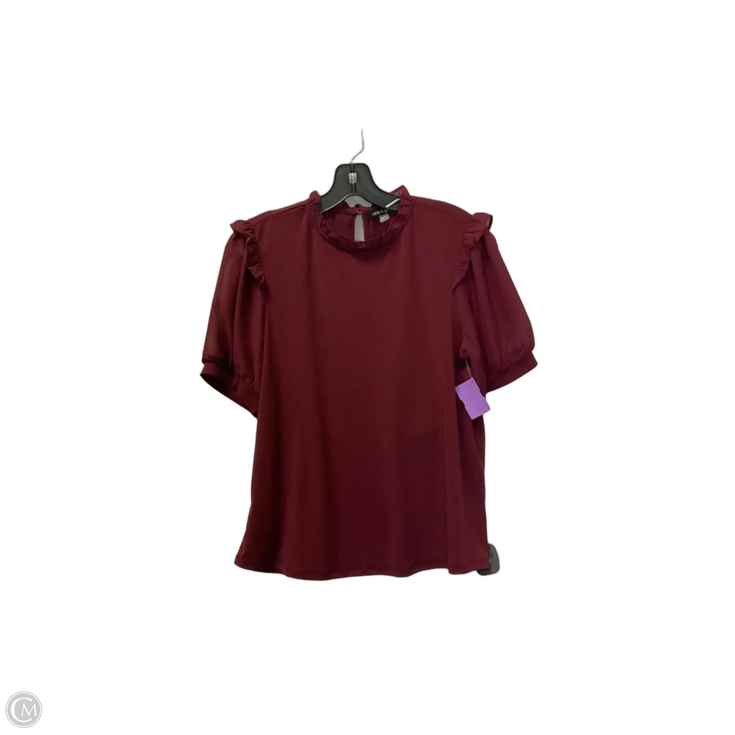 Top Short Sleeve By Cable And Gauge In Maroon, Size: L