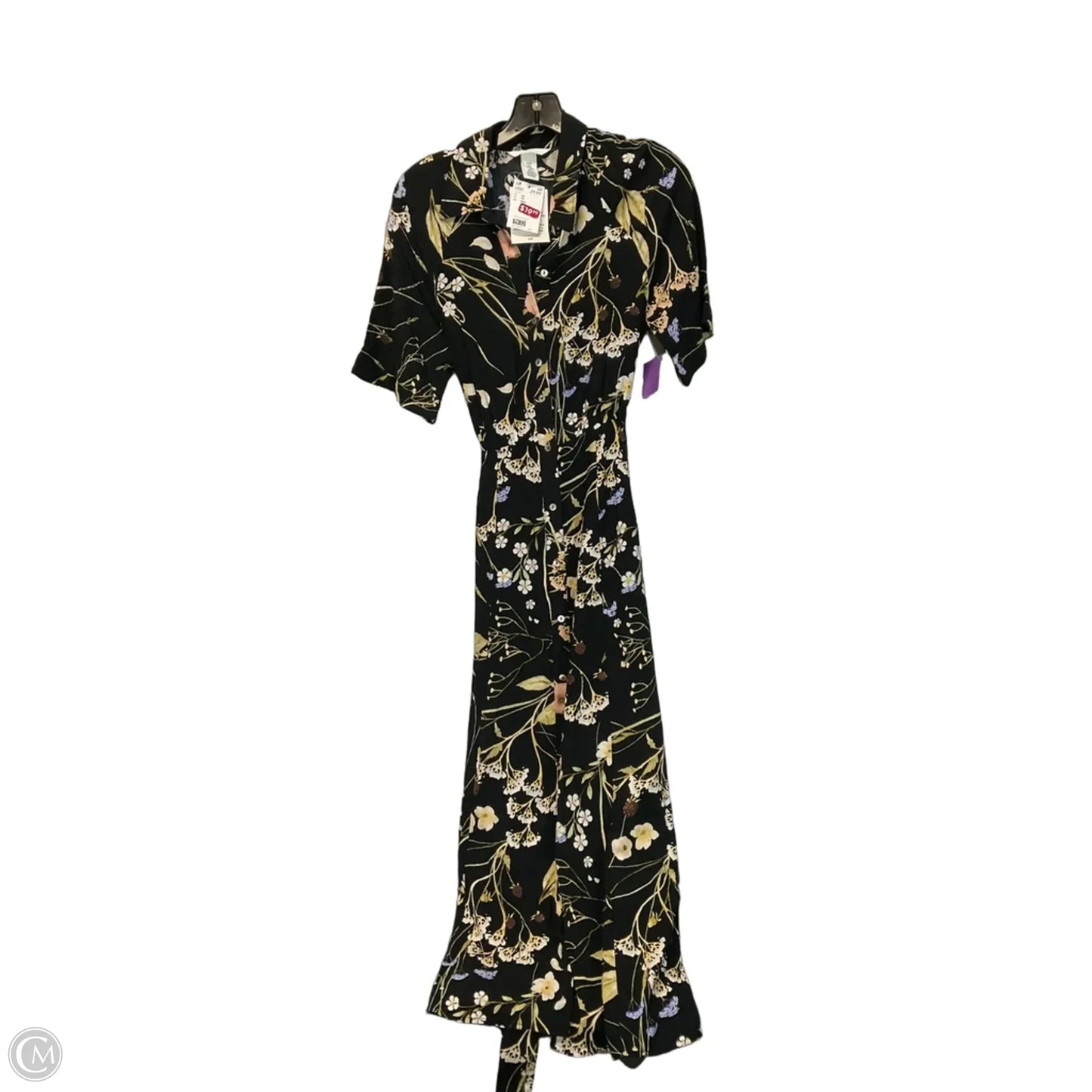 Dress Casual Maxi By H&m In Black & Yellow, Size: Xs