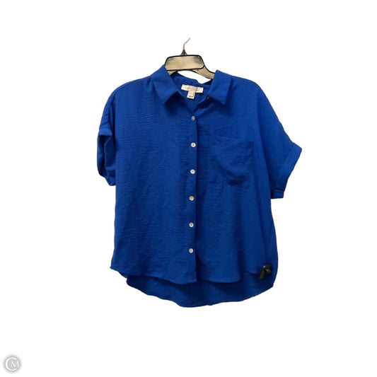 Top Short Sleeve By Monteau In Blue, Size: Xl