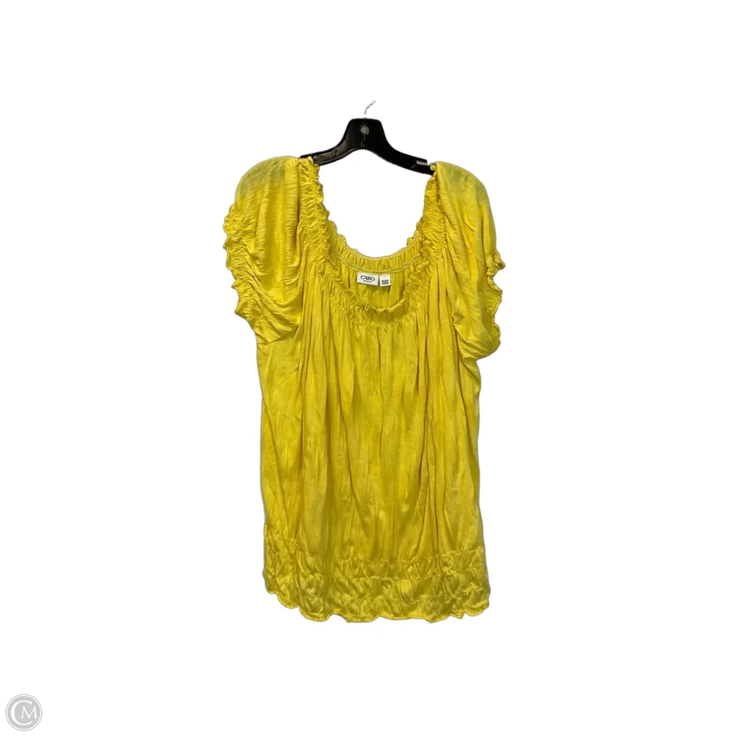 Top Short Sleeve By Cato In Yellow, Size: 22