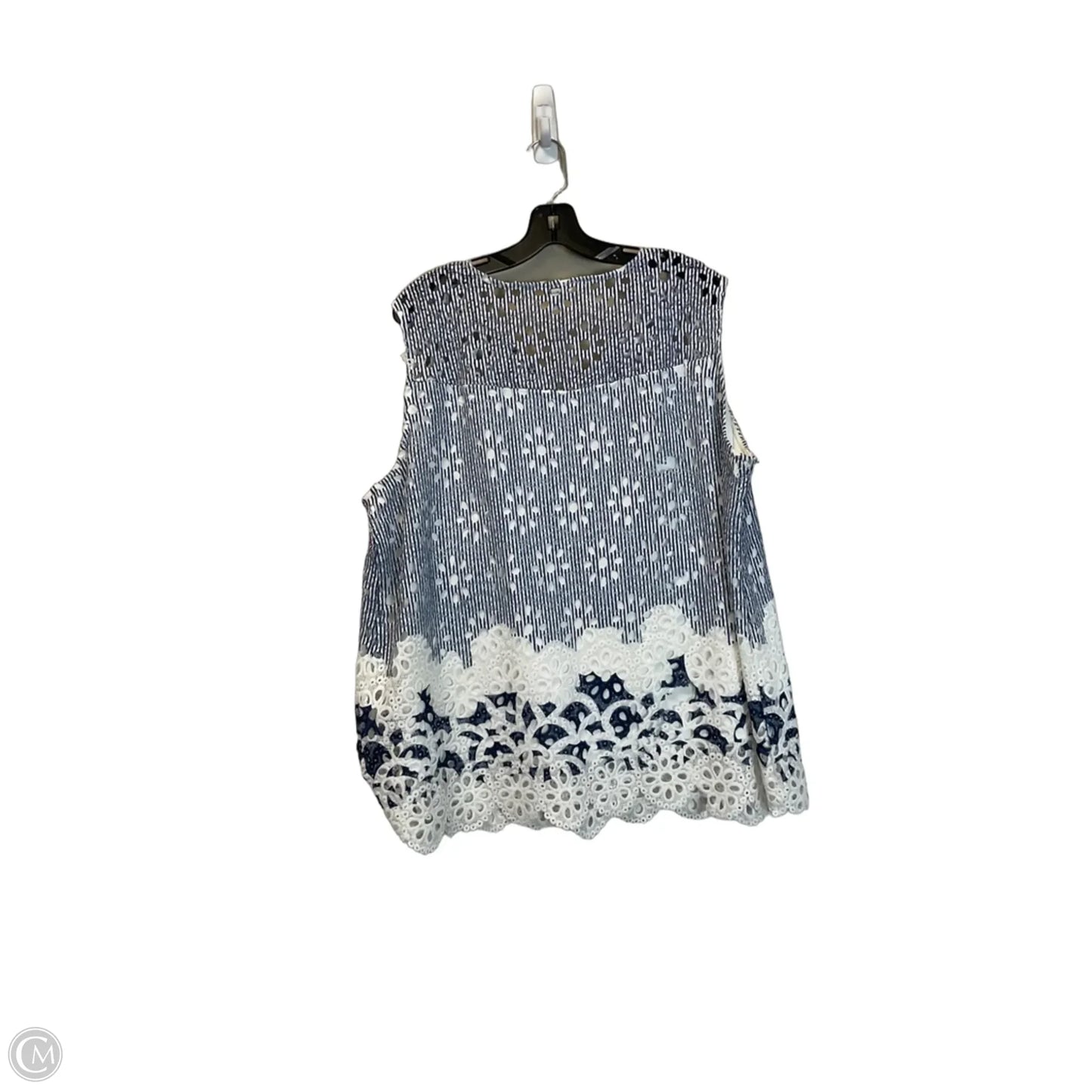 Top Sleeveless By Cato In Blue & White, Size: 22