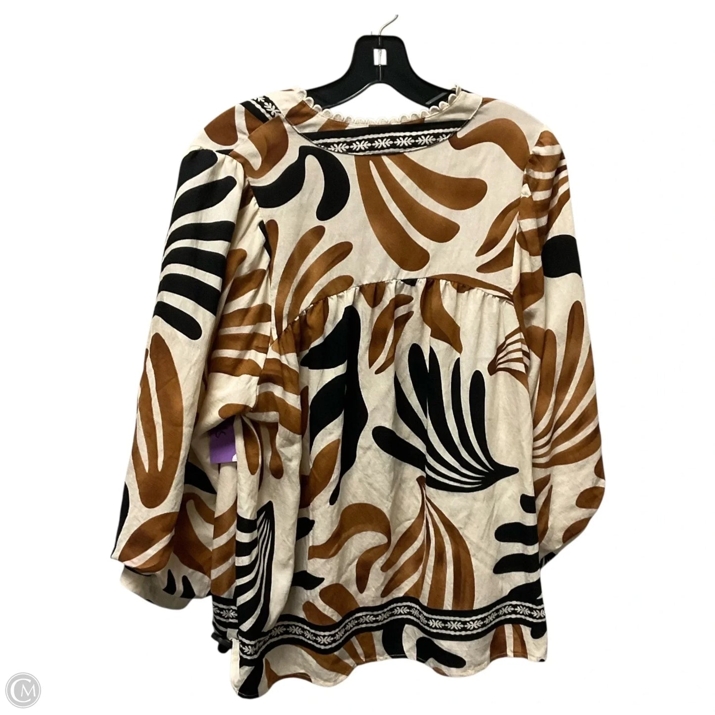 Top Long Sleeve By Umgee In Black & Brown, Size: S