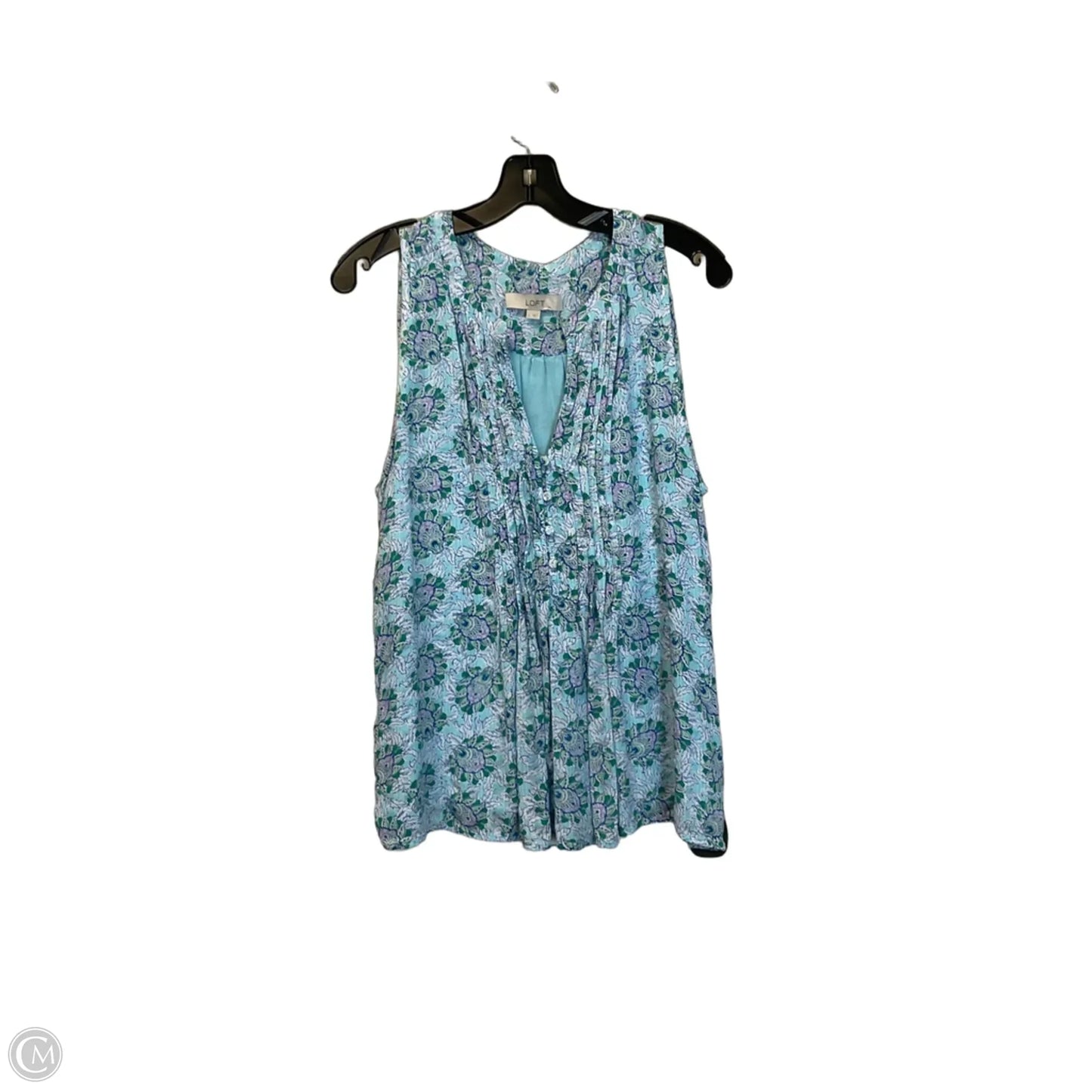 Top Sleeveless By Loft In Blue & Green, Size: L