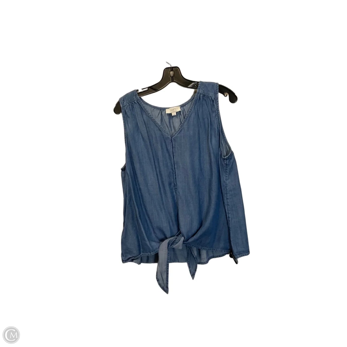 Top Sleeveless By Loft In Blue Denim, Size: L