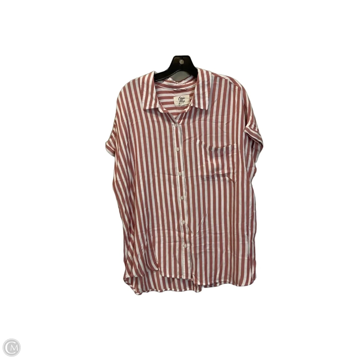 Top Short Sleeve By Cosmic Blue Love In Red & White, Size: Xxl