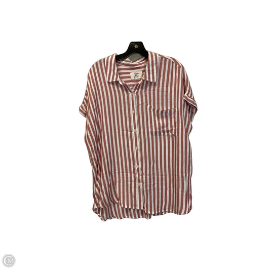 Top Short Sleeve By Cosmic Blue Love In Red & White, Size: Xxl